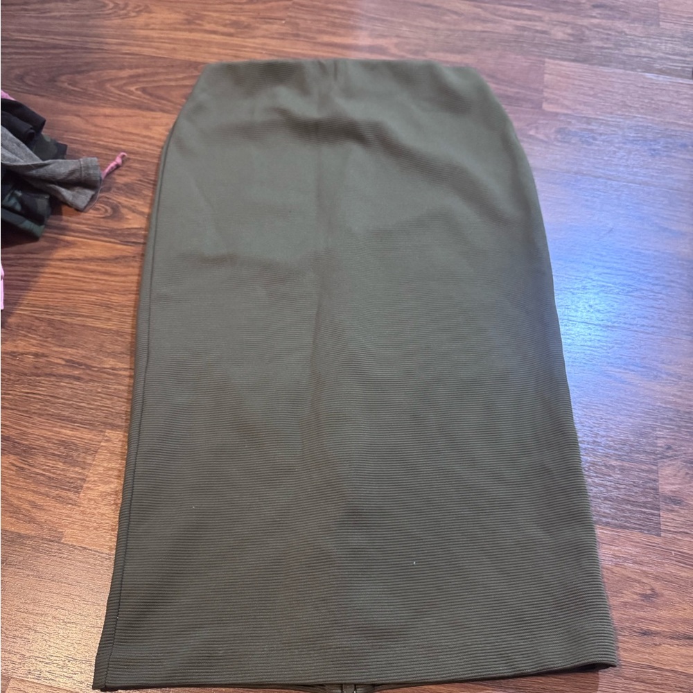 Metaphor Dark Olive Pencil Skirt